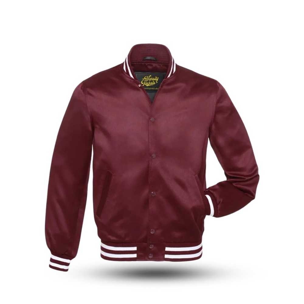 Baseball Letterman College Varsity Satin Bomber Handmade Jacket New Maroon/Brown